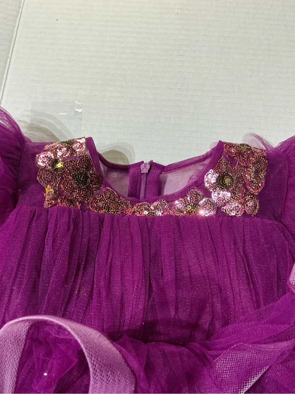 Fashion Totz Purple Ruffle Tulle Infant Pageant Cupcake Dress 9M 12M
